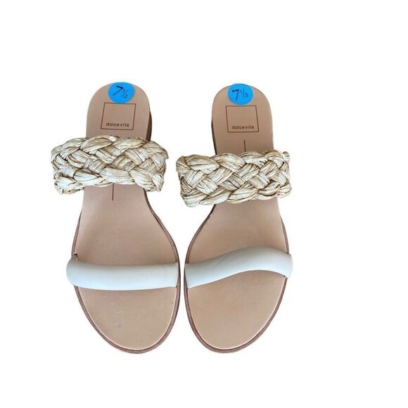 Dolce Vita Womens Natural Raffia Braid Slip On Slide Flat Sandal Size 7.5 - Picture 6 of 6